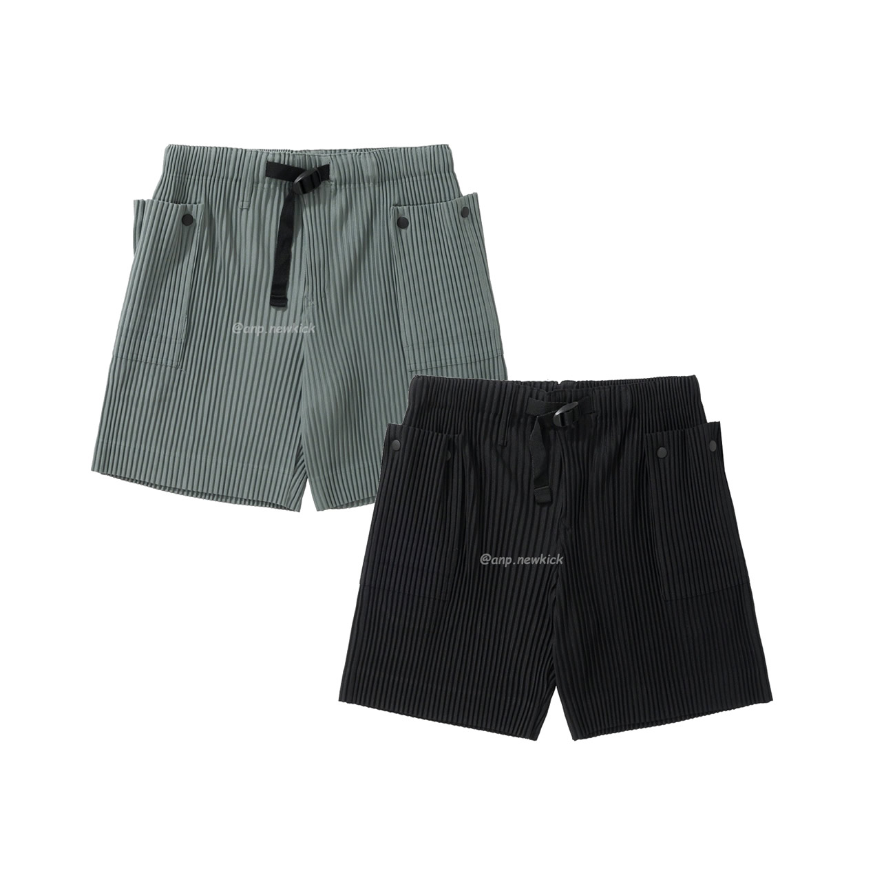 Homme Plissé Issey Miyake Flip Shorts Black Green (1) - newkick.cc